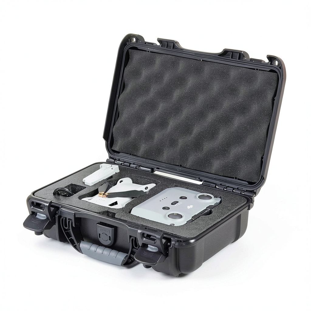 NANUK 909 Hard Case floating in water with DJI Mini 3 Pro inside during real-world testing