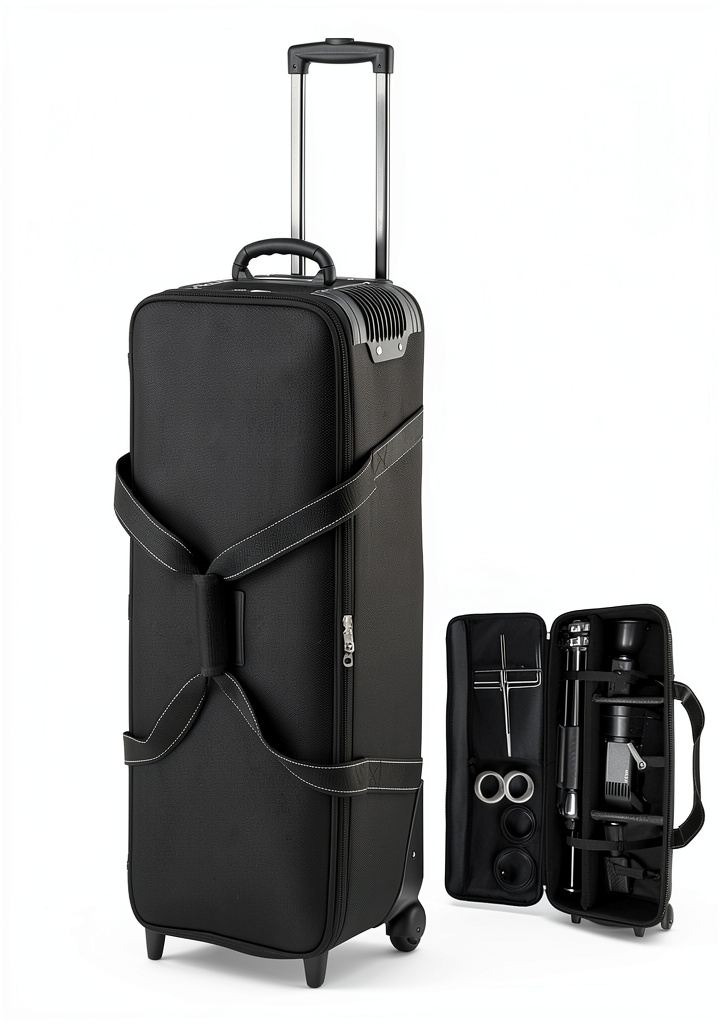 Rolling camera bag with customizable dividers and waterproof exterior