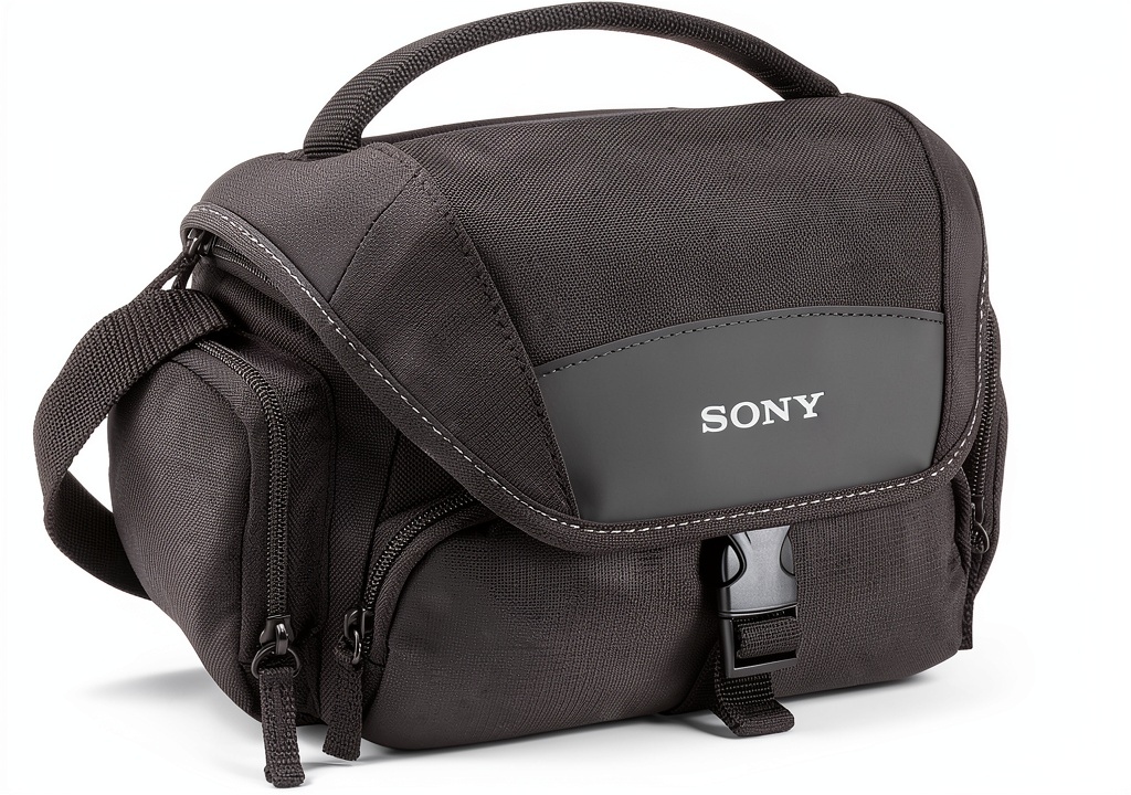 Sony LCSU21 camera case showing adjustable partition and mesh pouches