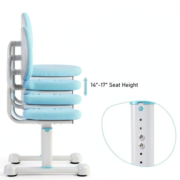 Costway Kids Desk Chair Double Back Support Adjustable Height Blue-6