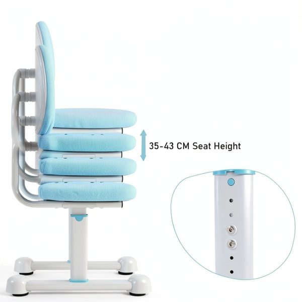 Costway Kids Desk Chair Double Back Support Adjustable Height Blue-7