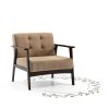 Costway Button Tufted Mid Century Modern Accent Chair Brown-1