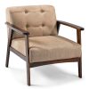 Costway Button Tufted Mid Century Modern Accent Chair Brown-0