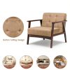 Costway Button Tufted Mid Century Modern Accent Chair Brown-6