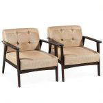 Costway Oversized Button Tufted Accent Chair – Century Modern Black-0